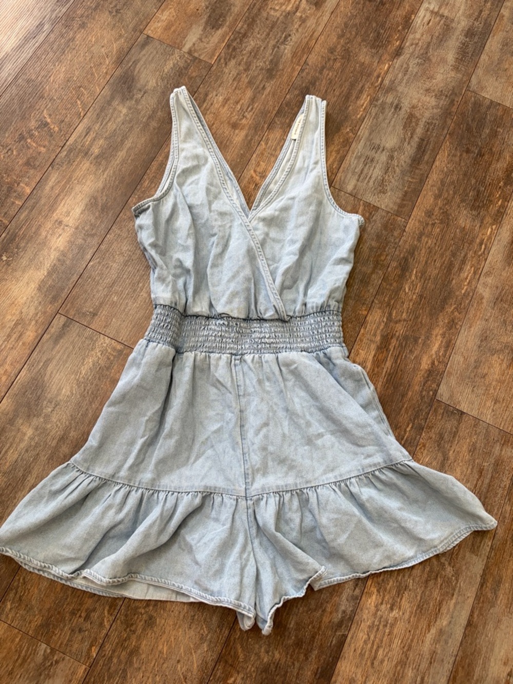 American Eagle Denim Ruffle Romper Sz Small